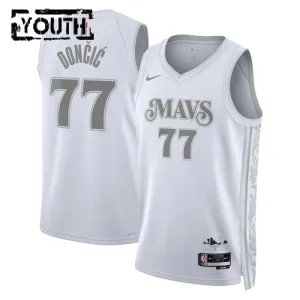 Camiseta Dallas Mavericks Luka Doncic City Edition 2024-25 Blanco Swingman para Niño