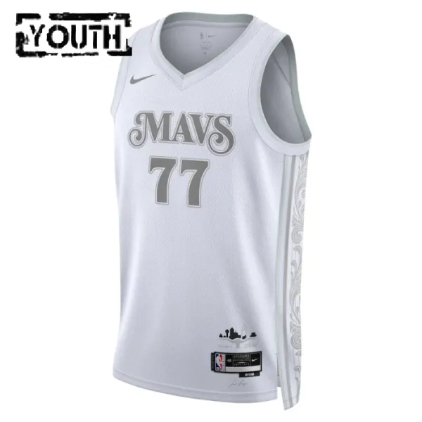 Camiseta Dallas Mavericks Luka Doncic City Edition 2024-25 Blanco Swingman para Niño
