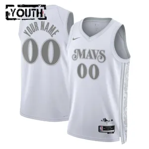 Camiseta Dallas Mavericks Personalizada City Edition 2024-25 Blanco Swingman para Niño