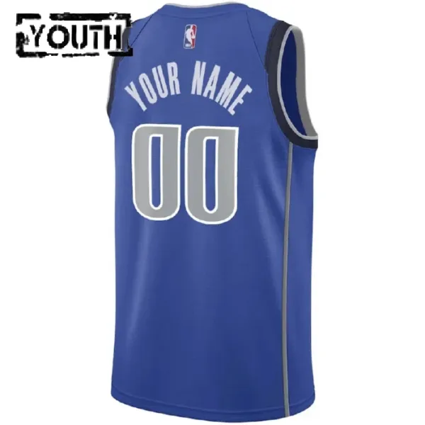 Camiseta Dallas Mavericks Personalizada Icon Edition Azul Swingman para Niño