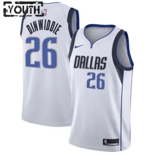 Camiseta Dallas Mavericks Spencer Dinwiddie 26 Association Edition Blanco Swingman para Niño