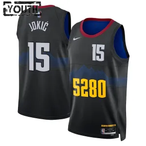 Camiseta Denver Nuggets Nikola Jokic City Edition 2023-24 Negro Swingman para Niño