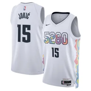 Camiseta Denver Nuggets Nikola Jokic City Edition 2024-25 Blanco Swingman para Hombre