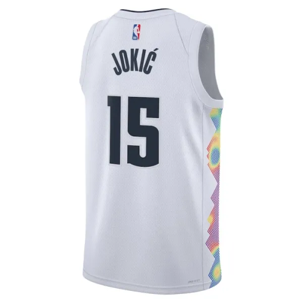 Camiseta Denver Nuggets Nikola Jokic City Edition 2024-25 Blanco Swingman para Hombre
