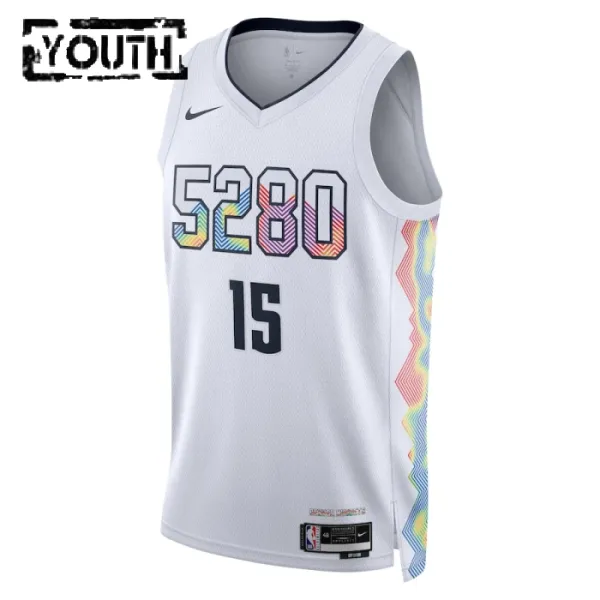 Camiseta Denver Nuggets Nikola Jokic City Edition 2024-25 Blanco Swingman para Niño