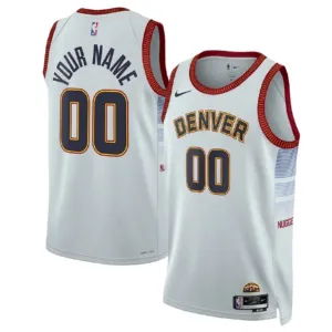 Camiseta Denver Nuggets Personalizada City Edition 2022-23 Blanco Swingman para Hombre