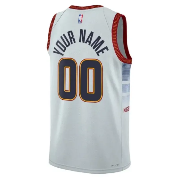 Camiseta Denver Nuggets Personalizada City Edition 2022-23 Blanco Swingman para Hombre