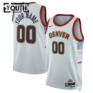 Camiseta Denver Nuggets Personalizada City Edition 2022-23 Blanco Swingman para Niño