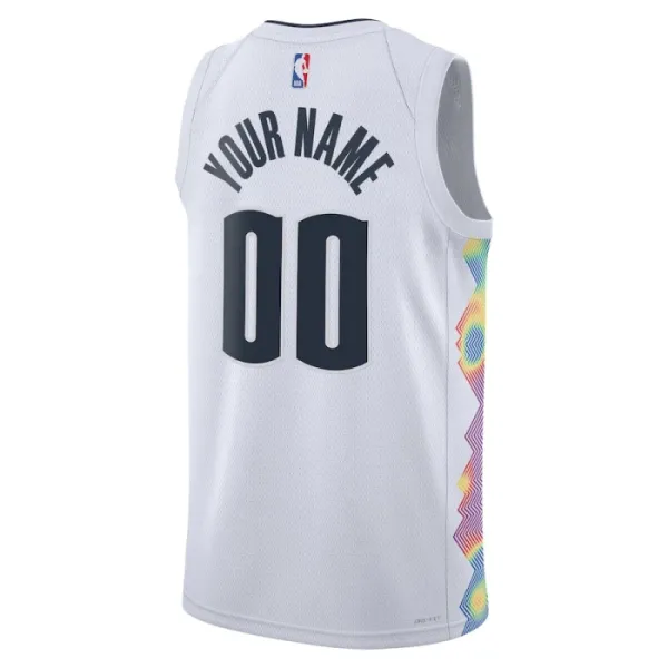 Camiseta Denver Nuggets Personalizada City Edition 2024-25 Blanco Swingman para Hombre