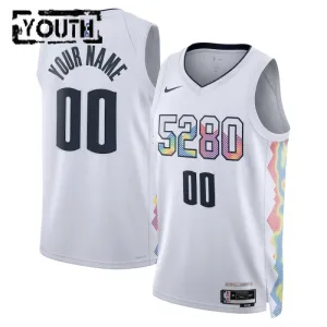 Camiseta Denver Nuggets Personalizada City Edition 2024-25 Blanco Swingman para Niño