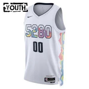 Camiseta Denver Nuggets Personalizada City Edition 2024-25 Blanco Swingman para Niño