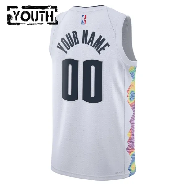 Camiseta Denver Nuggets Personalizada City Edition 2024-25 Blanco Swingman para Niño