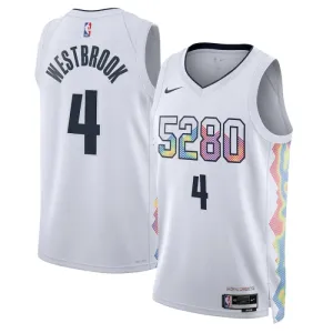Camiseta Denver Nuggets Russell Westbrook City Edition 2024-25 Blanco Swingman para Hombre