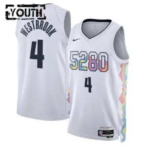 Camiseta Denver Nuggets Russell Westbrook City Edition 2024-25 Blanco Swingman para Niño