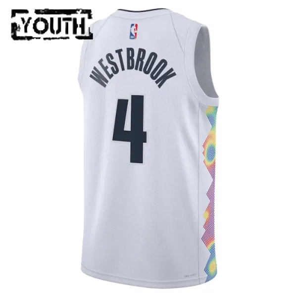 Camiseta Denver Nuggets Russell Westbrook City Edition 2024-25 Blanco Swingman para Niño