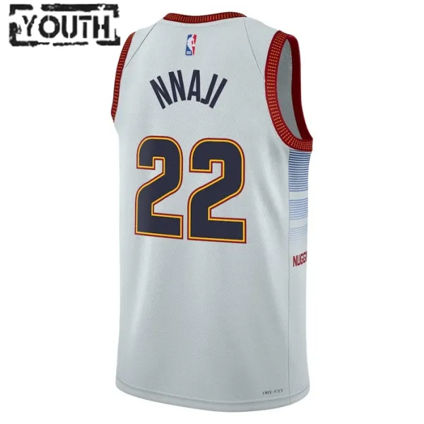 Camiseta Denver Nuggets Zeke Nnaji 22 City Edition 2022-23 Gris Swingman para Niño