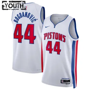Camiseta Detroit Pistons Bojan Bogdanovic 44 Association Edition Blanco Swingman para Niño