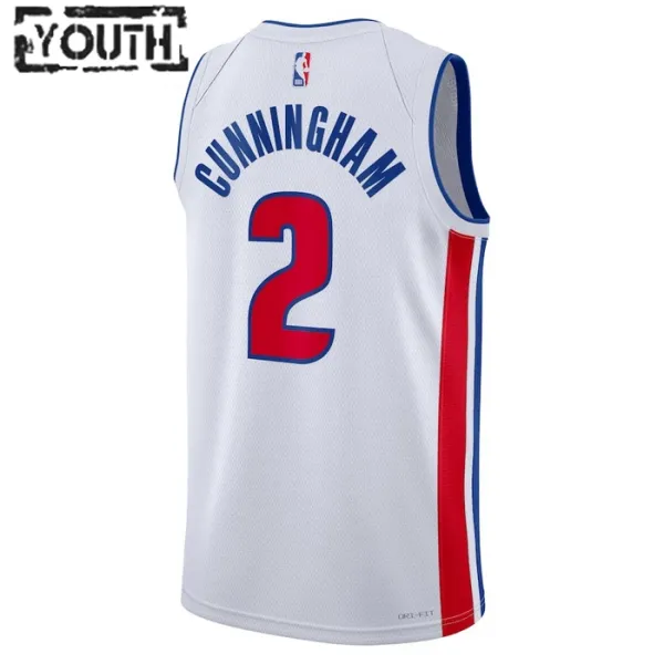 Camiseta Detroit Pistons Cade Cunningham 2 Association Edition Blanco Swingman para Niño