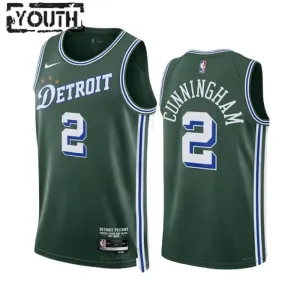 Camiseta Detroit Pistons Cade Cunningham 2 City Edition 2022-23 Verde Swingman para Niño