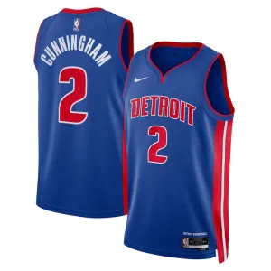 Camiseta Detroit Pistons Cade Cunningham 2 Icon Edition Azul Swingman para Hombre
