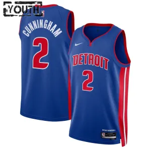 Camiseta Detroit Pistons Cade Cunningham 2 Icon Edition Azul Swingman para Niño