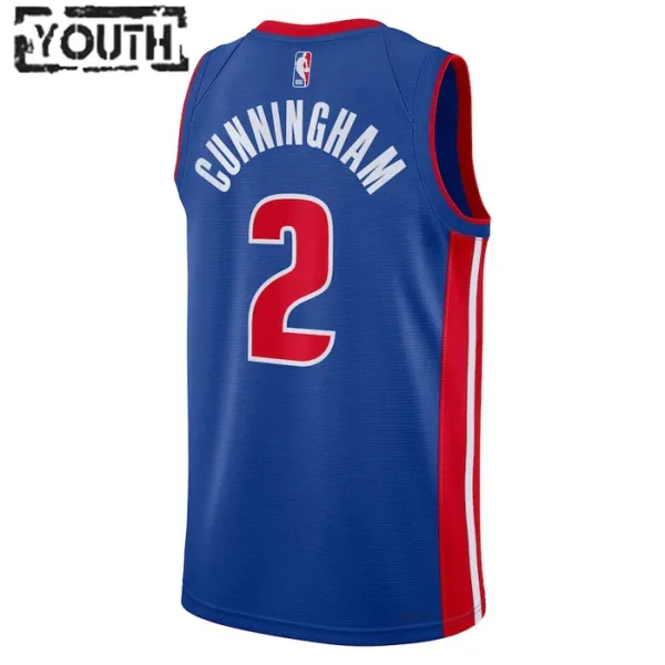 Camiseta Detroit Pistons Cade Cunningham 2 Icon Edition Azul Swingman para Niño