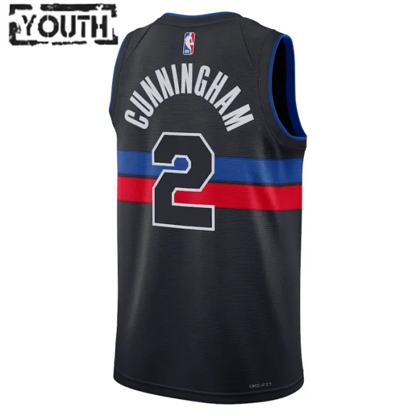 Camiseta Detroit Pistons Cade Cunningham 2 Statement Edition Negro Swingman para Niño
