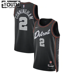 Camiseta Detroit Pistons Cade Cunningham City Edition 2023-24 Negro Swingman para Niño