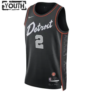 Camiseta Detroit Pistons Cade Cunningham City Edition 2023-24 Negro Swingman para Niño