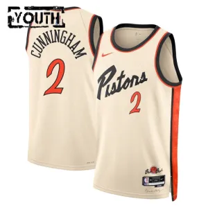 Camiseta Detroit Pistons Cade Cunningham City Edition 2024-25 Blanco Swingman para Niño