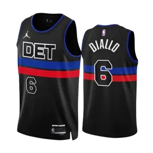 Camiseta Detroit Pistons Hamidou Diallo 6 Statement Edition Negro Swingman para Hombre