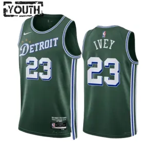 Camiseta Detroit Pistons Jaden Ivey 23 City Edition 2022-23 Verde Swingman para Niño