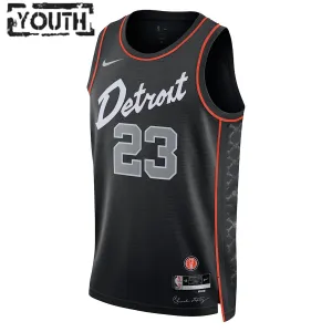 Camiseta Detroit Pistons Jaden Ivey City Edition 2023-24 Negro Swingman para Niño