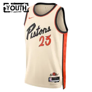 Camiseta Detroit Pistons Jaden Ivey City Edition 2024-25 Blanco Swingman para Niño