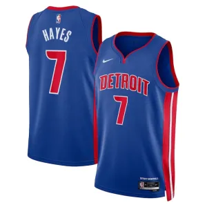 Camiseta Detroit Pistons Killian Hayes 7 Icon Edition Azul Swingman para Hombre