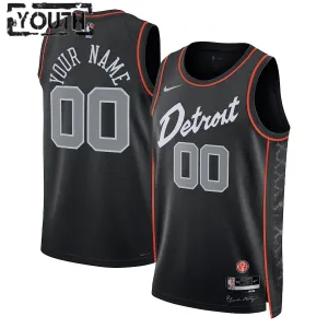 Camiseta Detroit Pistons Personalizada City Edition 2023-24 Negro Swingman para Niño