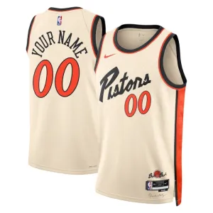 Camiseta Detroit Pistons Personalizada City Edition 2024-25 Blanco Swingman para Hombre