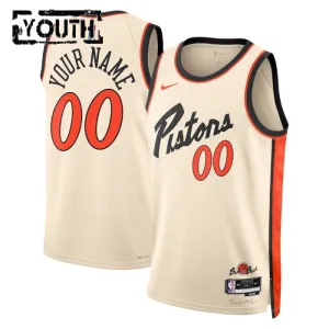 Camiseta Detroit Pistons Personalizada City Edition 2024-25 Blanco Swingman para Niño