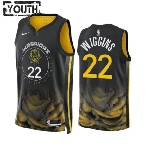 Camiseta Golden State Warriors Andrew Wiggins 22 City Edition 2022-23 Negro Swingman para Niño Camiseta Golden State Warriors Andrew Wiggins 22 City Edition 2022-23 Negro Swingman para Niño