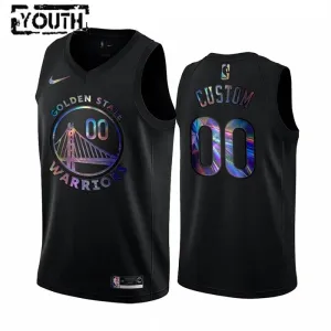 Camiseta Golden State Warriors HWC Iridescent Edition Personalizada Negro Swingman para Niño Camiseta Golden State Warriors HWC Iridescent Edition Personalizada Negro Swingman para Niño