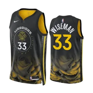 Camiseta Golden State Warriors James Wiseman 33 City Edition 2022-23 Negro Swingman para Hombre