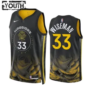 Camiseta Golden State Warriors James Wiseman 33 City Edition 2022-23 Negro Swingman para Niño
