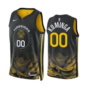 Camiseta Golden State Warriors Jonathan Kuminga 00 City Edition 2022-23 Negro Swingman para Hombre