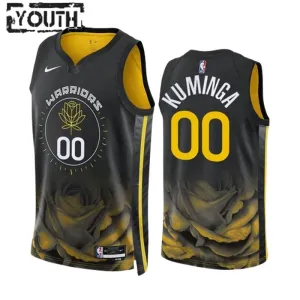 Camiseta Golden State Warriors Jonathan Kuminga 00 City Edition 2022-23 Negro Swingman para Niño