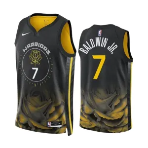 Camiseta Golden State Warriors Patrick Baldwin JR 7 City Edition 2022-23 Negro Swingman para Hombre
