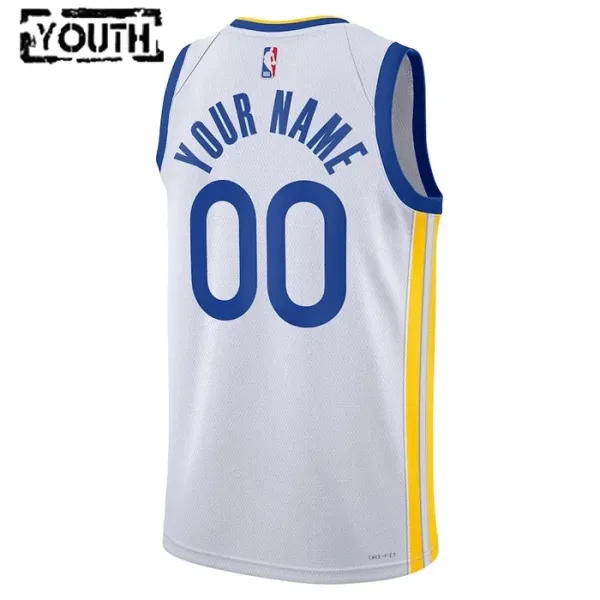 Camiseta Golden State Warriors Personalizada Association Edition Blanco Swingman para Niño