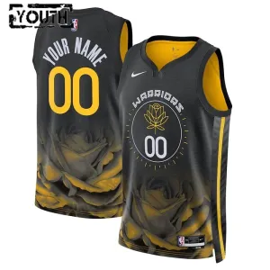 Camiseta Golden State Warriors Personalizada City Edition 2022-23 Negro Swingman para Niño