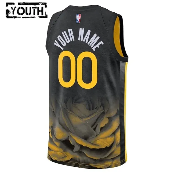 Camiseta Golden State Warriors Personalizada City Edition 2022-23 Negro Swingman para Niño