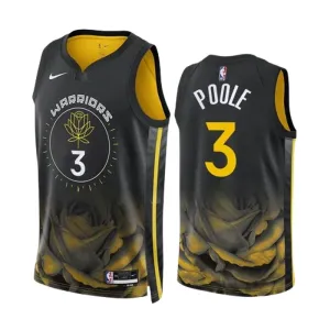 Camiseta Golden State Warriors Poole 3 City Edition 2022-23 Negro Swingman para Hombre
