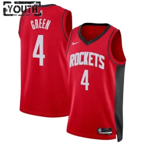 Camiseta Houston Rockets Jalen Green 0 Icon Edition Rojo Swingman para Niño